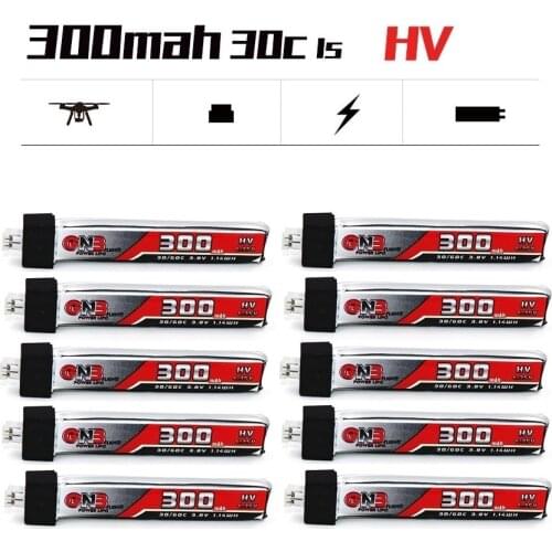 GAONENG GNB 1S 300mAh 3.8V 30C/60C LiHV Lipo battery PH2.0 Plug for UK65 US65 Happymodel Mobula7Snapper BetaFPV 65S Drone 10PCS