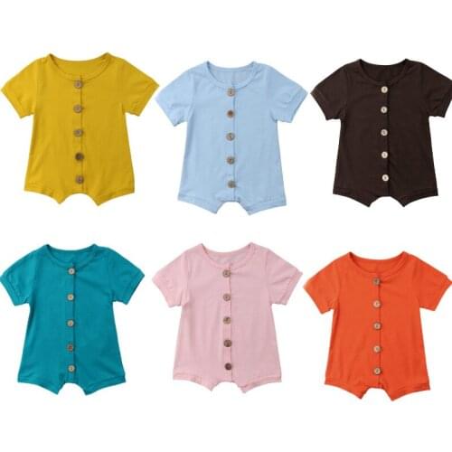 Newborn Infant Baby Girls Boys Short Sleeve Solid Romper Jumpsuit 2020 Summer Baby Clothing Casual Cotton Baby Outfits