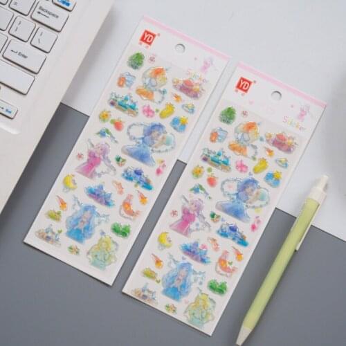 2pc Kawaii Crystal Epoxy Sticker Three-dimensional Handmade Sticker Stationery Decor Kindergarten Reward Office School Supplies