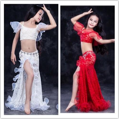 Outfits 2pcs Tops&Skirt Costumes for Child Belly Dance practice costume Kids Girls Oriental Dancing Clothes high quality