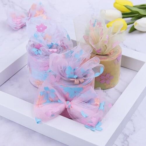 25Yards/roll 6CM Colorful Petal Tulle Roll Organza Ribbon HX012 DIY Bow Hair Accessories Tutu Skirt Girl Hairpin Material