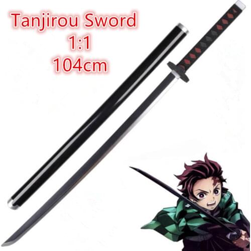 Demon Slayer 1:1 Kamado Tanjirou Sowrd 104cm Cosplay Sword Anime Ninja Knife Kimetsu no Yaiba Sword Weapon PU Prop Model