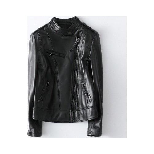 2020 Women Spring Genuine Real Sheep Leather Jacket H42