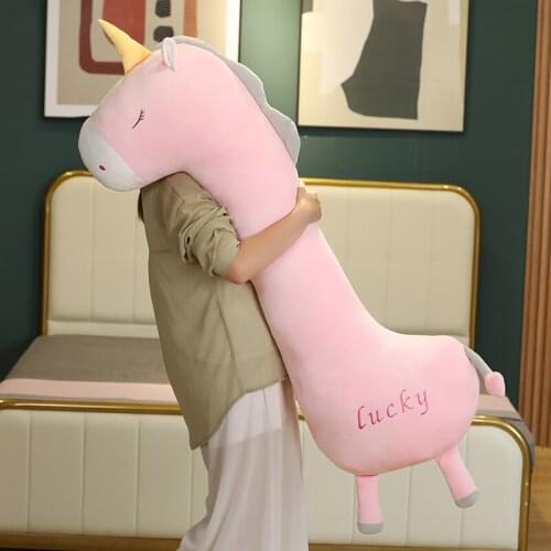 80-140cm Huge Size Deer Unicorn Sleeping Pillow Soft Stuffed Long Animal Cushion Dolls Cartoon Toy for Girls Kids Gift