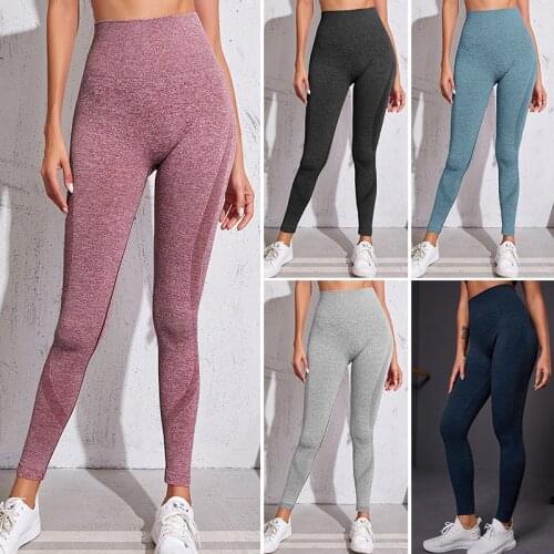 2021 New Women Gym Yoga Seamless Pants Sports Clothes Stretchy High Waist Athletic Exercise Fitness Leggings Activewear Pants