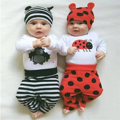 Infant Clothing Newborn Casual Clothes Toddler Baby Boys Girls Romper Long Sleeve Tops Shirt Long Pants Hat Fall Outfits Set