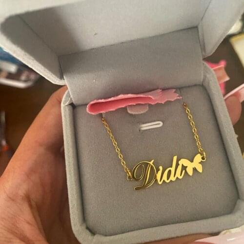 Noelia Custom Name Necklace with Butterfly Personalised Pendant Necklacce Stainless Steel Chain Female Necklace for Gifts