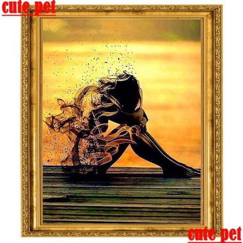 Puzzle Woman in the sunset Diamond Embroidery Cross Stitch Diamond Painting Kits Mosaic Rhinestones Art Handwork Gift Wallpaper