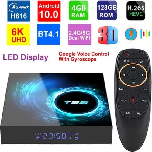 T95 6K Smart TV Box Android 10.0 Allwinner H616 Quad Core 4GB 128GB 2.4G/5G Dual WIFI HDR H.265 6K Media player Set top box