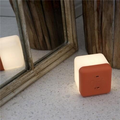 Simple Modern Flip Timing Night Light USB Charging LED Energy-saving Cube Small Table Lamp Bedroom Bedside Sleeping Light