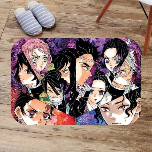 Demon Slayer Printing Carpets Anti-slip Floor Mat Kitchen Living Room Outdoor Rugs Front Door Mat Bathroom Bathmat