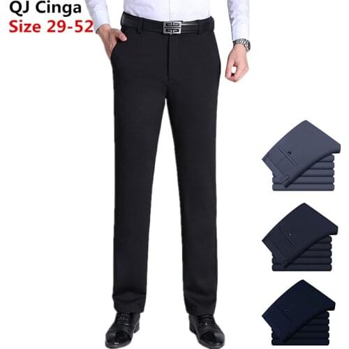Spring Autumn Men Office Trousers Big Plus Size 29-52 Business Casual Suit Pants Anti Wrinkle Professional Dress Pantalones