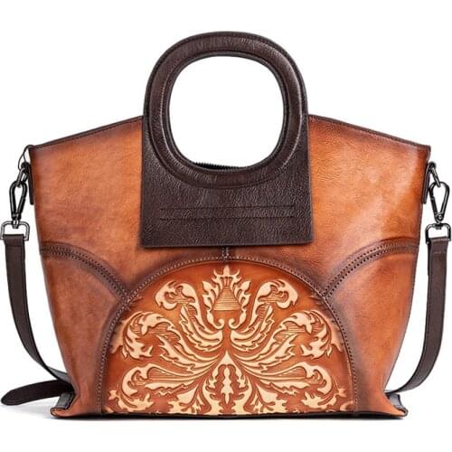 Handbag womens leather shoulder bags sac de luxe femme Womens genuine handbag Women Genuine Leather Bag Cowhide Embossed bag
