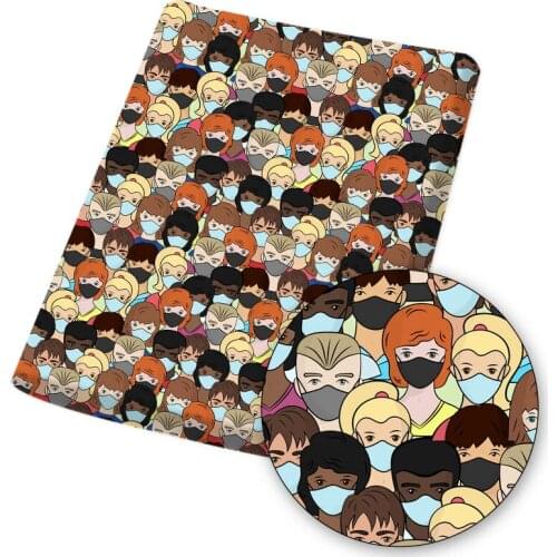 Polyester Cotton Fabric Anime Cloth Fabrics Mask Wearing Character Bears Printed Sheet for DIY Dress Sewing Materials 45*145cm