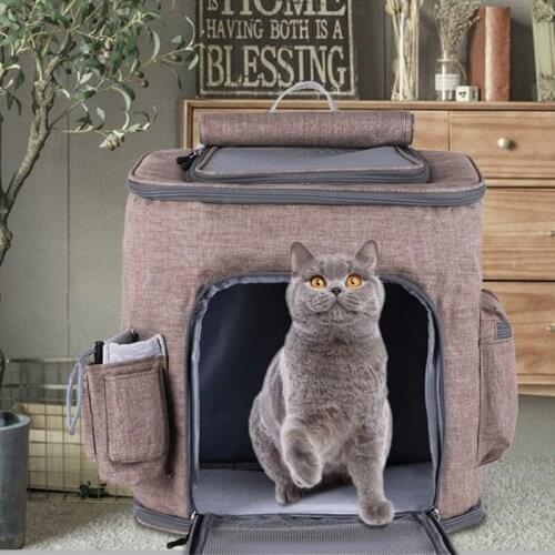 High-capacity Canvas Puppy Pet Backpack Breathable In Summer Portable Pet Backpack For Going Out Easy Access Puppy Dog Cat Bag