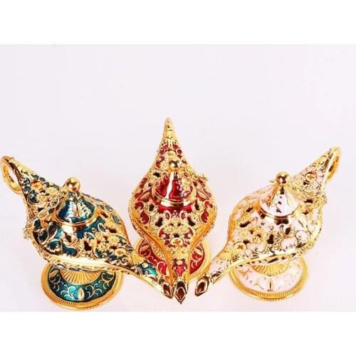 Aladdin Magic Lamp Retro Traditional Hollow Out Fairy Tale Wishing Genie Tea Pot Crafts Home Decor Russian Wishing Lamp Crafts