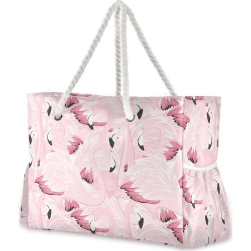 2021 New Famous Beach bag Flamingo Nylon Shoulder Bag Purse and Handbags Large Capacity Pink Womens Casual Tote Luxury Bags