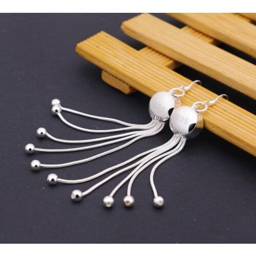2020 New fashion 100% 925 sterling silver Dangle Long Drop Earrings For Women simple Snake chain Tassel Jewelry brinco bijoux