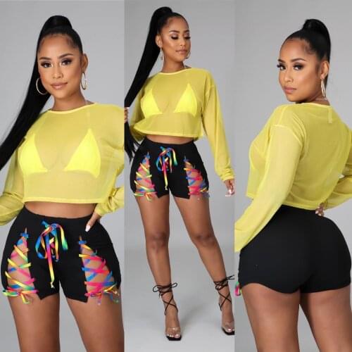 2021 Ins Internet Celebrity Famous Women Set 3Pcs Hollow Out Short Pants