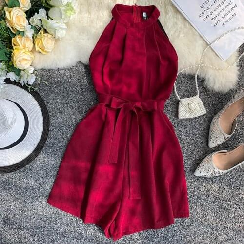 Customize Made Women Summer Fashion Sexy Off Shoulder Short Jumpsuit Ladies Casual Sli Fit Sashes Decoration Playsuit