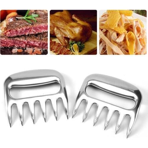1 Pair of Cooked Meat Divider Stainless Steel Bear Claw Separator Cooked Food Divider Barbecue Meat Cutting Tool