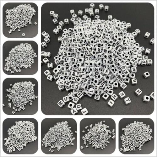 100pcs 5mm Letter Beads Square Shape Alphabet Letter Spaced Beads Charms Bracelet Beads For Jewelry Making DIY Accessories