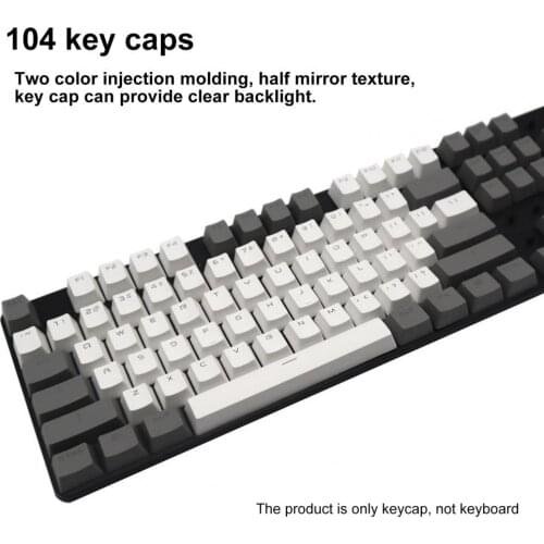 104Pcs TPE OEM Dual Colors Backlight Key Caps Keycaps Replacement Mechanical Keyboard Accessory