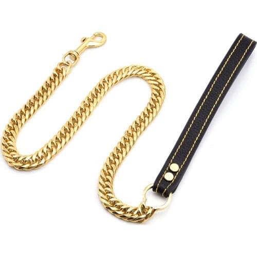 17mm Wide Leather Personalized Stainless Steel Pet Dog Collar Leash Lead For Small Medium Large Dog Pitbull Bulldog Pugs Beagle