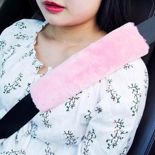 2 pcs Soft Car Seatbelt Cover Sheepskin Seat Belt Pillow Pad Seat belt Safety Strap Cover Shoulder Pads For Bag Car Accessories