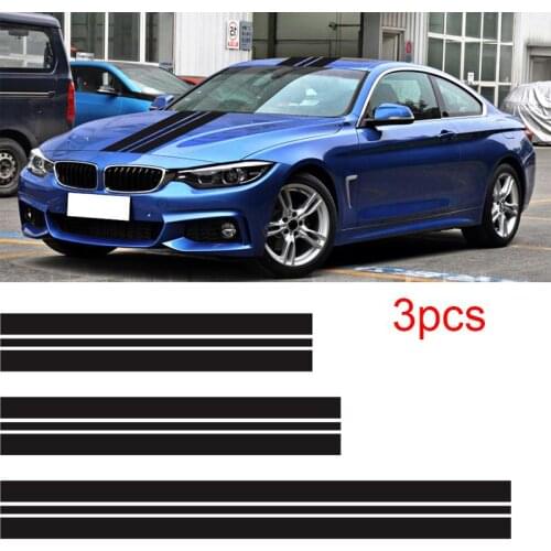 3PCS Car Stickers Car Covers Vinyl Racing Sports Decal Head Stripe Pattern Car Sticker Universal Car Sticker Set Automobile Part