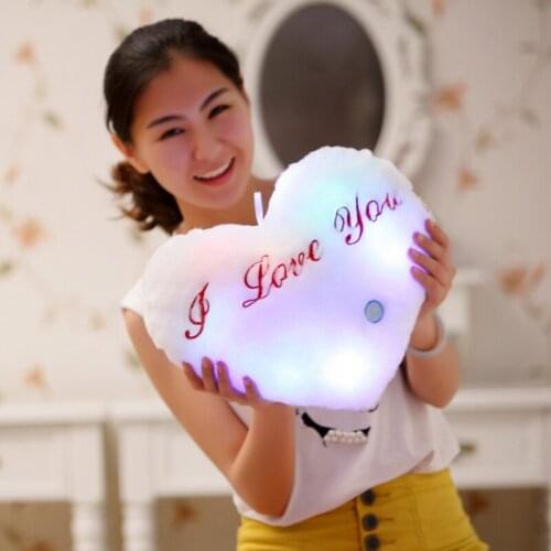 36*30cm Colorful Love Luminous Pillow I Love You Color-changing LED Pillow Toy Home Decoration Upholstery Child Girl Gift