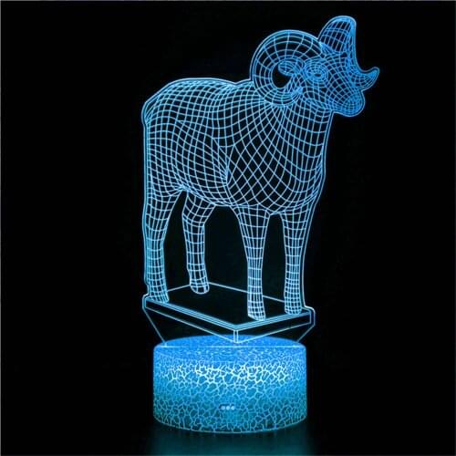 Animal Sheep 3D Night Light Touch Sensor Remote Control 16 Color Dimmable USB Antelope Light Childrens Baby Christmas Gift