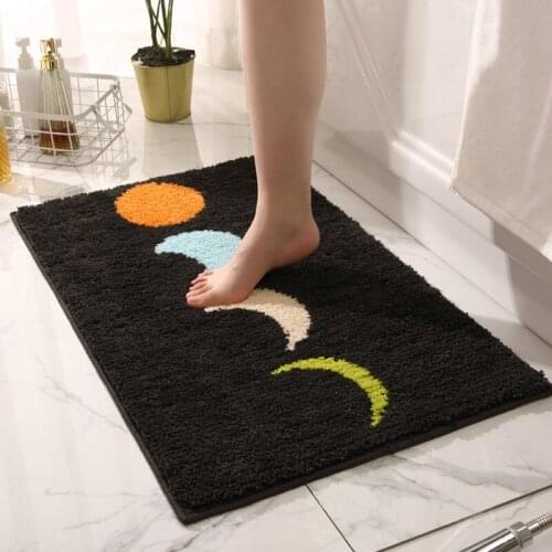 Abstract Moon High Quality Bath Carpet Mat Bathroom Water Absorption Plush Floor Mats Entrance Doormat Non-slip Toilet Rug