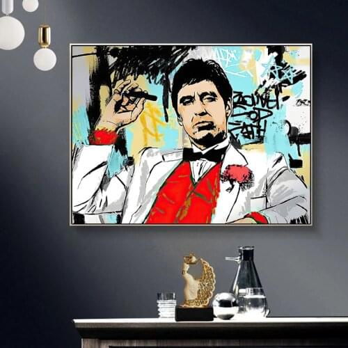 Abstract Tony Montana Portrait Posters and Prints Graffiti Art Wall Canvas Painting Cuadros Decorative Picture for Living Room