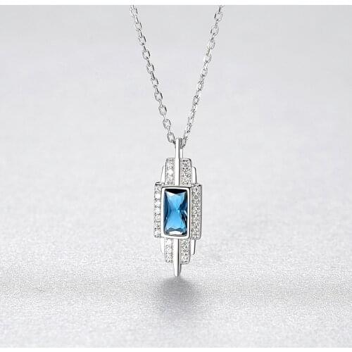Luxury Solid 925 Sterling Silver Original Design Sapphire Ruby Gemstone Pendant Necklaces Wedding Engagement Fine Jewelry Gift