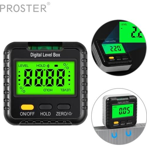 Proster Backlight Digital Protractor Level Box Angle Finder Level Gauge Bevel Gauge Inclinometer Magnetic Base 0.05° Resolution