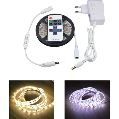 Dimmable LED Strip lamp Waterproof 12V 2835 1M 2M 3M 4M 5M Kitchen Cabinet lighting With RF Dimmer 110V-220V EU US Power Supply