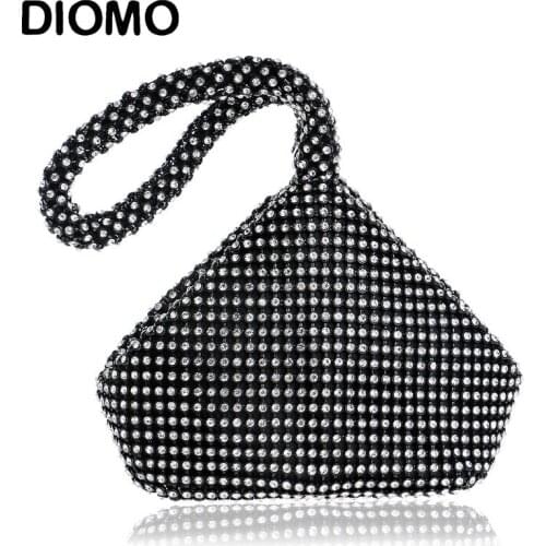 DIOMO New Arrival Diamond Evening Bags for Women Mini Hand Bags Ladies Small Purse Wedding Party Elegant Rhinestone Bags