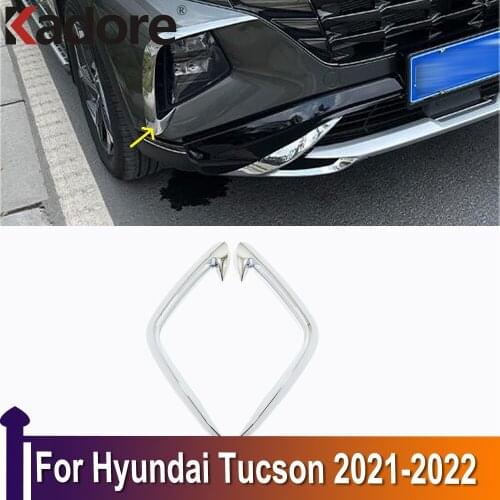 For Hyundai Tucson 2021 2022 Chrome Front Foglight Fog Light Eyebrow Strips Cover Trim Protect Car Accessories
