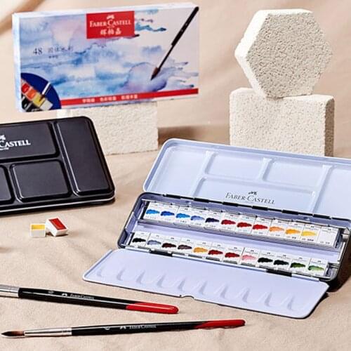 Faber-Castell solid watercolor set watercolor pigments tin box painting watercolor paint with brush pen watercolor palette