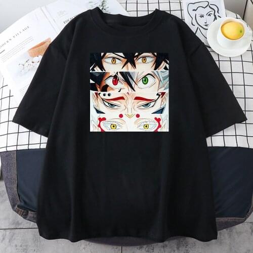 Black Clover anime Oversized T-shirt Mans Loose O Neck Short Sleeve Hip Hop Top 2021 Summer New Retro Harajuku Male Tee Shirt