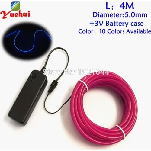 3V Inverter And 4Meters 5.0mm EL Wire Car Party Decorative Thread Decals Tags Holiday Accessory Flexible Neon Light Rope Tube