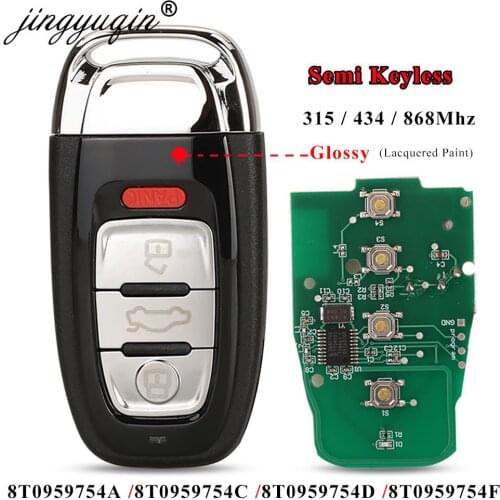 Jingyuqin 4BTN 315Mhz Remote Smart Car Key For Audi Q5 A4L A5 A6 A7 A8 RS4 RS5 S4 S5 Semi Keyless Entry Blade Glossy New Design
