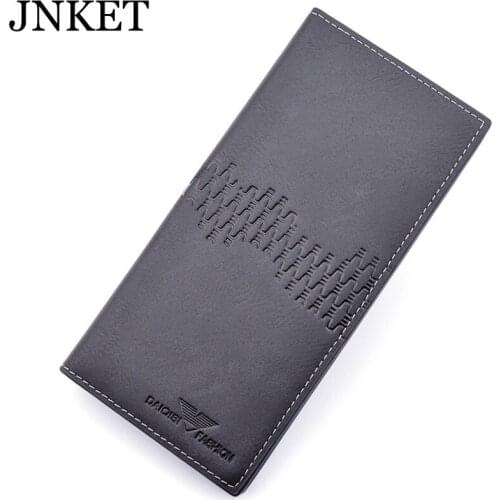 JNKET New Fashion Mens PU Leather Long Wallet Three Folded Wallet Billfold Bank/ID Card Holder Wallet