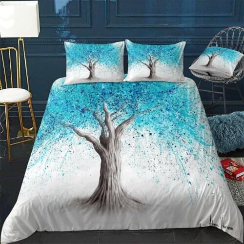 Blue Blossom Tree Quilt Cover Pillowcase 3Piece Comforter Bedding Set With Pillow Case Single Double Duvet Cover Home Decora