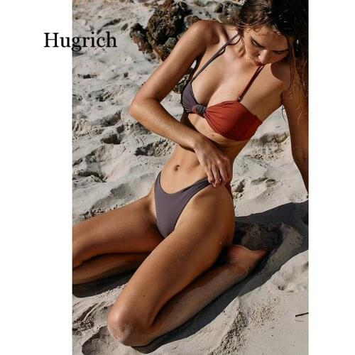 2021 Sexy Design New Bikini 2 Pieces Set Solid Color Matching Swimming Wear for Women Summer Beach
