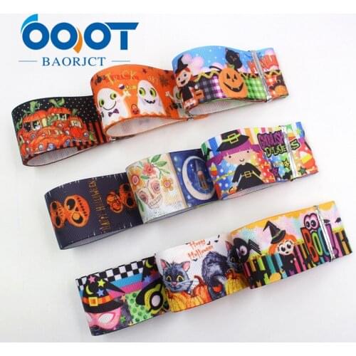 I-19720-1656,1-1/2'' 38mm Halloween festival headdress decorative accessories Printed grosgrain ribbon 10yards DIY handmade