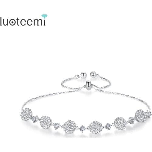 LUOTEEMI Adjustable Geometric Bracelet for Women for Party Pulseira Feminina Luxury Two Shapes CZ Popular Female Christmas Gift