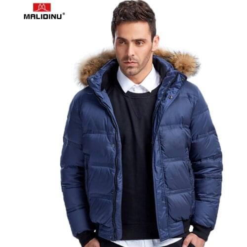 MALIDINU 2020 Fashion Men Down Jacket 70%White Duck Down Winter Thick Down Coat High Quality Winter Jacket Fur Collar Outerwear
