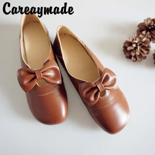 Careaymade-Fashion Single Shoes,New Top Cowhide Literature and Art of Womens Shoes with Butterfly Knot and Soft Bottom